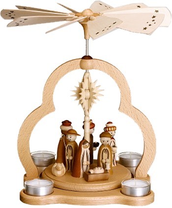 Teelichtpyramide Christi Geburt natur