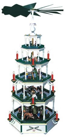 WeihnachtsPyramide wei�-gr�n 5st�ckig elektrisch