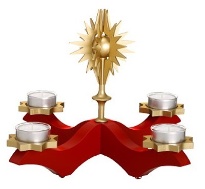 Adventsleuchter Rot mit Stern