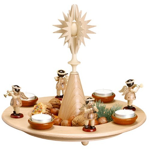 Adventsteller -Natur- mit 4 Engeln stehend klein und Stern