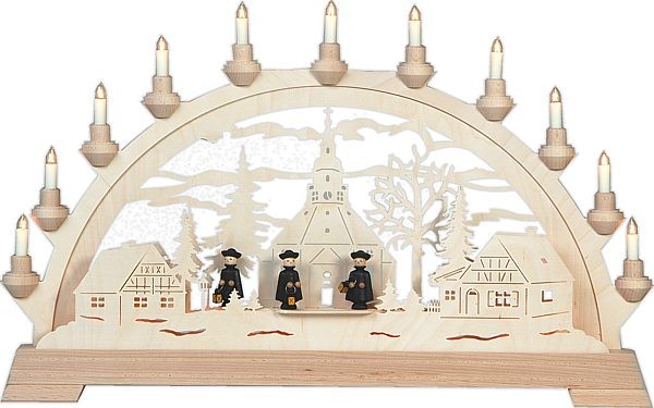 Schwibbogen Seiffener Kirche mit Figuren