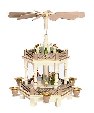 Weihnachtspyramide Geburt, pastell - wei�