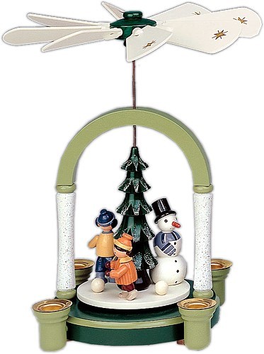 Weihnachtspyramide Schneemann in gr�n/wei�