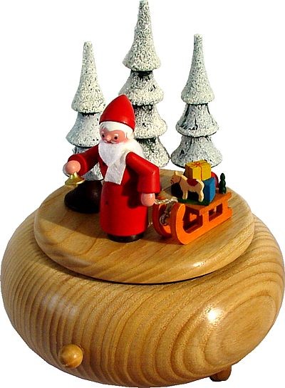 Spieldose Weihnachtsmann mit Schlitten