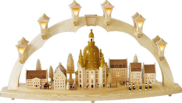 Schwibbogen Frauenkirche mit Striezelmarkt Schwibbogen Frauenkirche mit Striezelmarkt