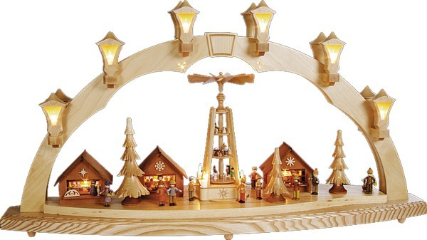 Schwibbogen Weihnachtsmarkt mit Pyramide Schwibbogen Weihnachtsmarkt mit Pyramide