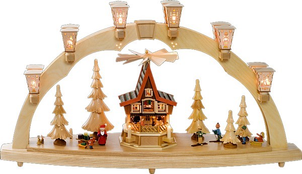Schwibbogen Weihnachtswald mit Adventshaus Schwibbogen Weihnachtswald mit Adventshaus