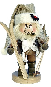 Räuchermännchen Wichtel Weihnachtsmann mit Ski Räuchermännchen Wichtel Weihnachtsmann mit Ski