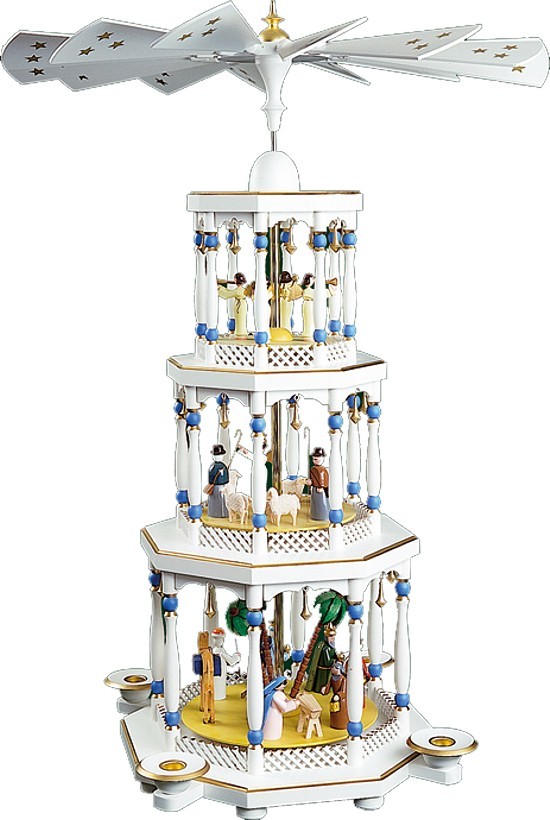 Weihnachtspyramide Christi Geburt 3stöckig weiß Weihnachtspyramide Christi Geburt 3stöckig weiß
