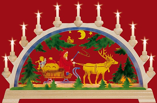 Schwibbogen Nikolaus mit Schlitten Schwibbogen Nikolaus mit Schlitten