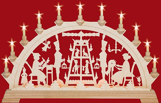 Schwibbogen Pyramide / Schnitzer / Klöppelfrau Schwibbogen Pyramide / Schnitzer / Klöppelfrau