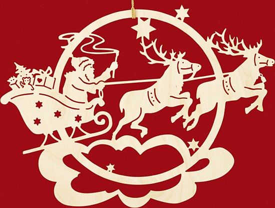 Fensterbild Weihnachten Rentierschlitten mit Weihnachtsmann