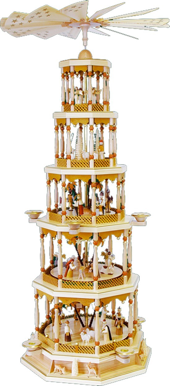 Pyramide Christi Geburt 5stöckig mit Spielwerk Natur Pyramide Christi Geburt 5stöckig mit Spielwerk Natur