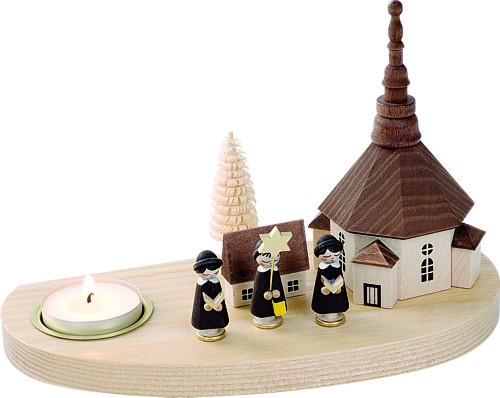 Kerzenhalter Seiffener Kirche mit Kurrende Kerzenhalter Seiffener Kirche mit Kurrende