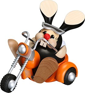 Kugelräucherfigur Osterhase fährt Trike