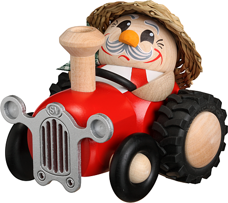 Kugelräucherfigur Bauer im Traktor