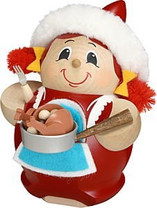 Kugelräucherfigur Frau Nikolaus mit Gans Kugelräucherfigur Frau Nikolaus mit Gans