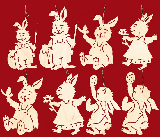 Baumbehang 8er Set: Hasenfamilie Baumbehang 8er Set: Hasenfamilie