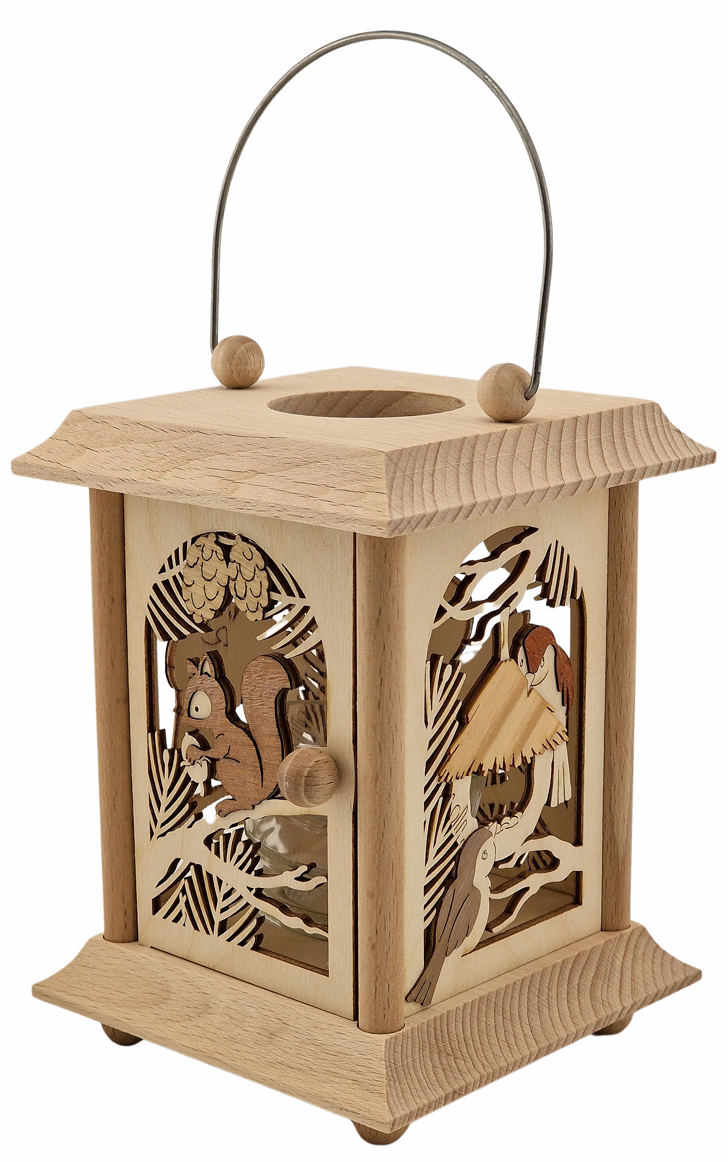 Tischlaterne Eichhörnchen und Vögel