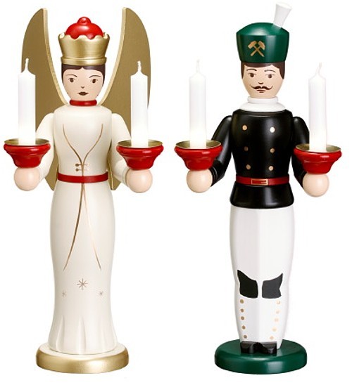 Engel und Bergmann für Kerzen farbig Engel und Bergmann für Kerzen farbig