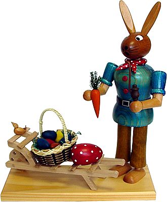 Räucher-Osterhase mit Schubkarre Räucher-Osterhase mit Schubkarre