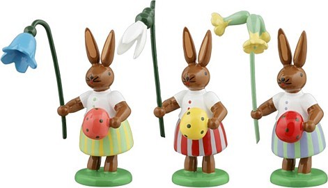Hasen mit Ei und Blumen 3teilig Hasen mit Ei und Blumen 3teilig