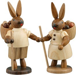Hasenpaar mit Eierkorb Natur Hasenpaar mit Eierkorb Natur