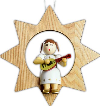 Baumbehang Engel mit Mandoline im Stern, groß Baumbehang Engel mit Mandoline im Stern, groß