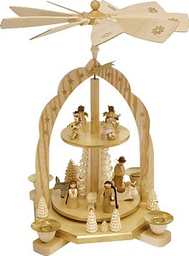 Weihnachtspyramide 2-stöckig Geburt mit Engeln Weihnachtspyramide 2-stöckig Geburt mit Engeln