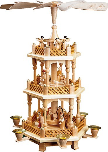 Weihnachtspyramide Christi Geburt, 2-stöckig, natur Weihnachtspyramide Christi Geburt, 2-stöckig, natur