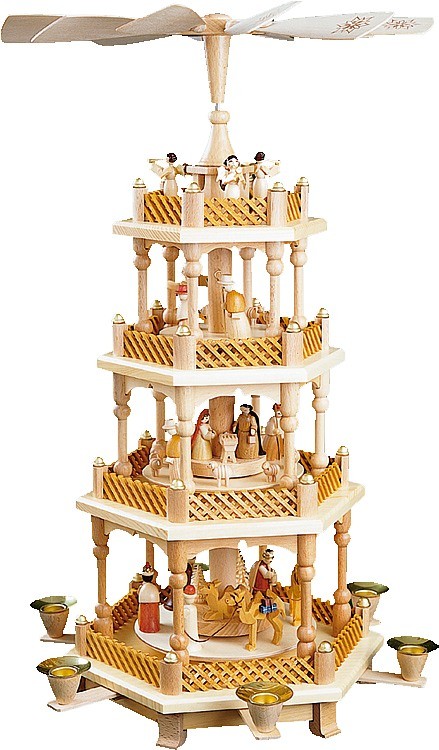 Weihnachtspyramide Christi Geburt, 3-stöckig, natur Weihnachtspyramide Christi Geburt, 3-stöckig, natur
