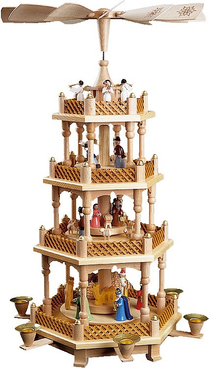 Weihnachtspyramide Christi Geburt, 3-stöckig, bunt Weihnachtspyramide Christi Geburt, 3-stöckig, bunt