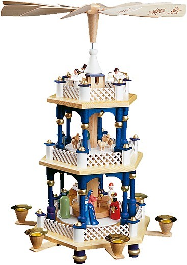 Weihnachtspyramide Christi Geburt, 2-stöckig, blau Weihnachtspyramide Christi Geburt, 2-stöckig, blau