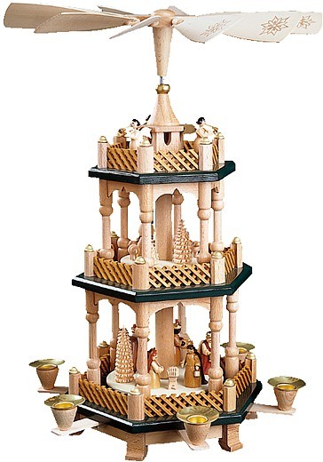 Weihnachtspyramide Christi Geburt, 2-stöckig, natur Weihnachtspyramide Christi Geburt, 2-stöckig, natur