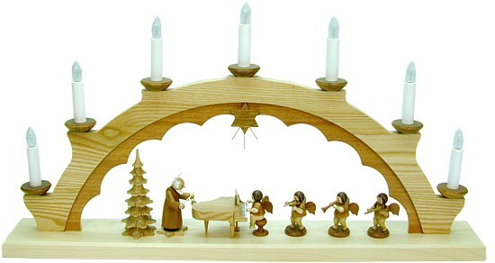 Schwibbogen Petrus mit Engel am Klavier Schwibbogen Petrus mit Engel am Klavier