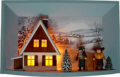 Wandbild elektrisch beleuchtet mit Waldleuten Wandbild elektrisch beleuchtet mit Waldleuten