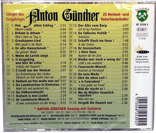 CD Anton Günther, 25 Heimat und Vaterlandslieder