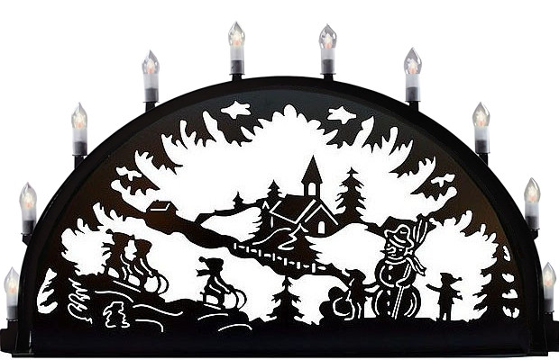 Außenschwibbogen aus Metall, Motiv - Schlittenkinder und Schneemann - 2,50 x 1,25 m Außenschwibbogen aus Metall, Motiv - Schlittenkinder und Schneemann - 2,50 x 1,25 m