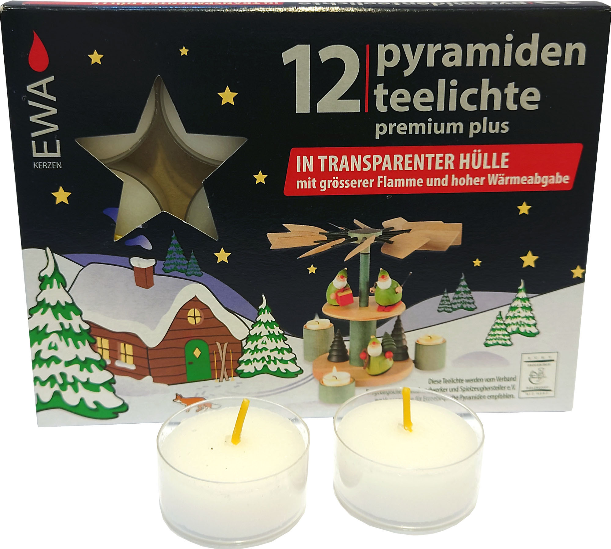 12 Pyramidenteelichte Premium Plus