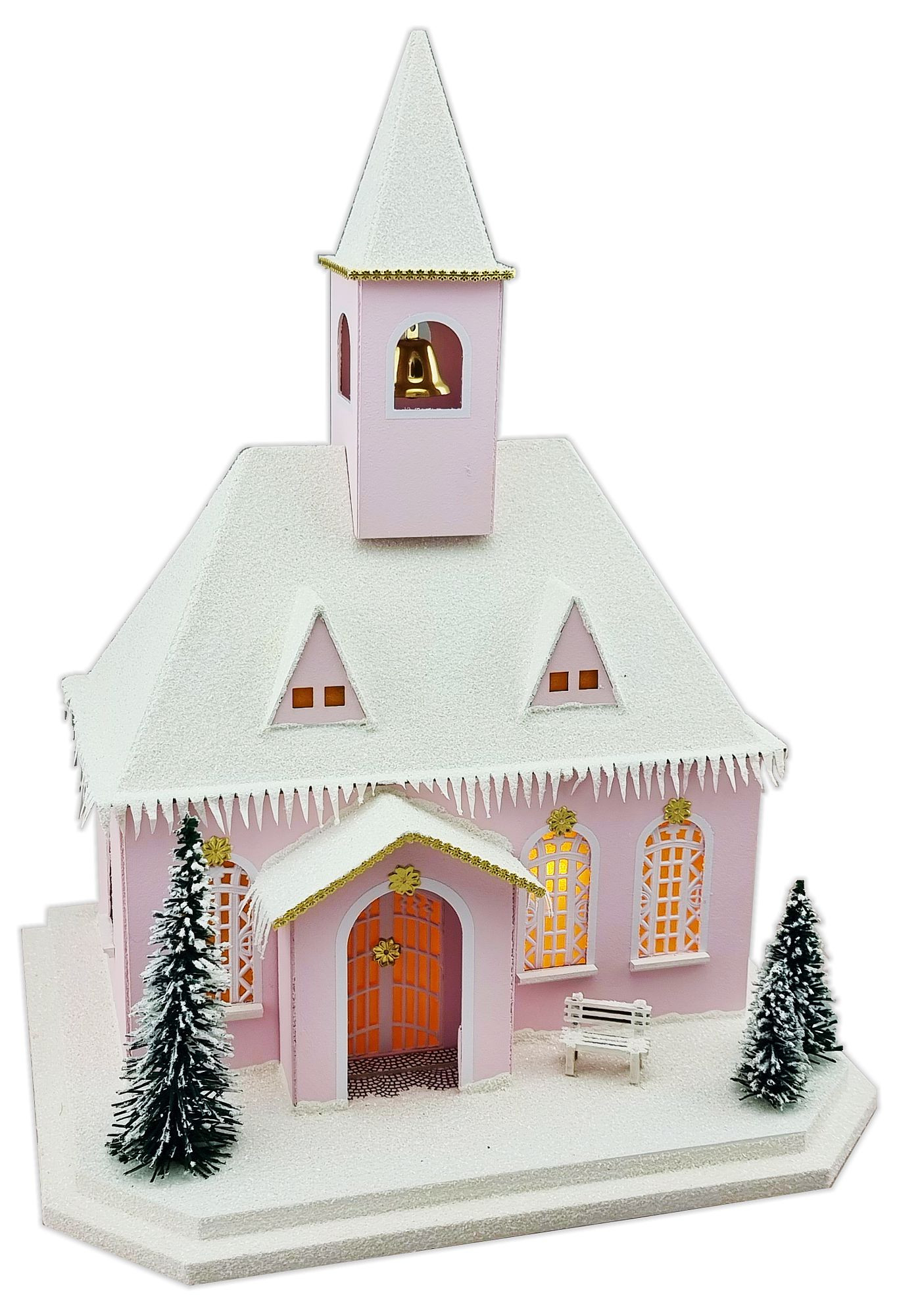 Licherhaus rosa Kirche verschneit Licherhaus rosa Kirche verschneit