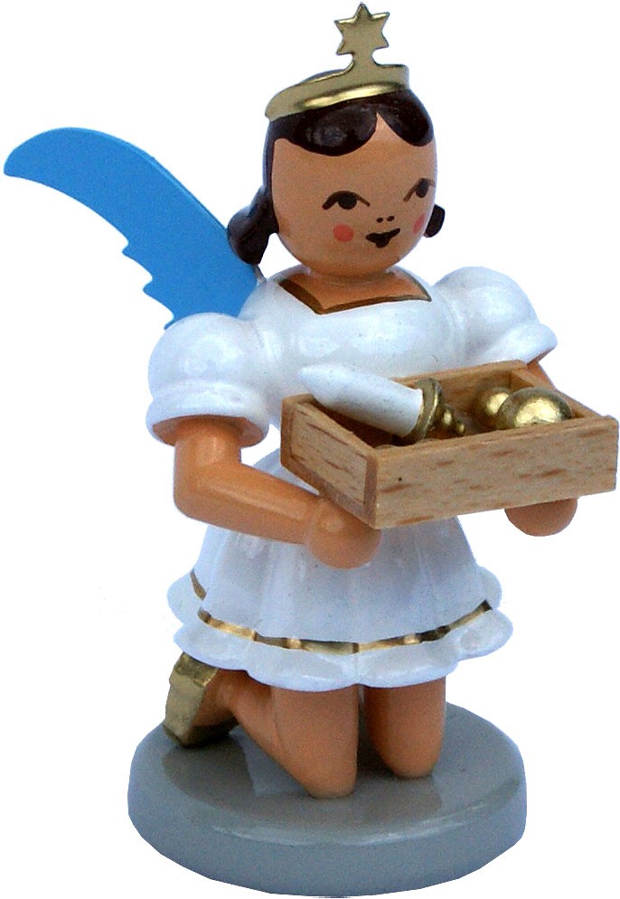 Kurzrockengel mit Christbaumschmuck, kniend, farbig Kurzrockengel mit Christbaumschmuck, kniend, farbig