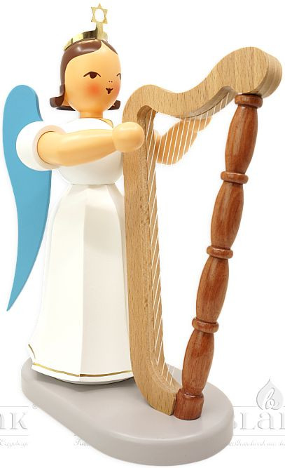 Langrockengel mit Harfe, 22 cm - farbig