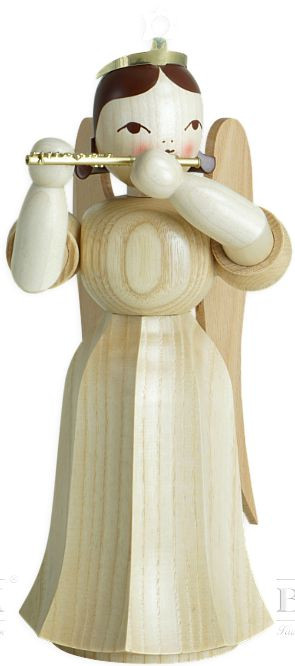 Langrockengel mit Piccoloflöte, 22 cm - natur