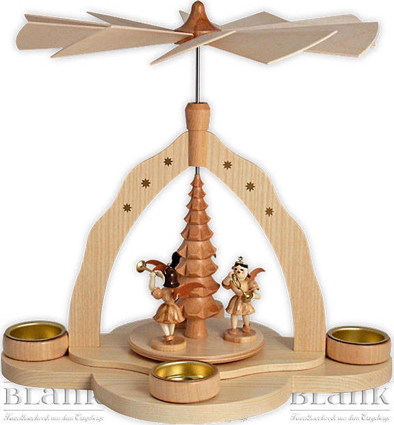 Pyramide mit 3 Engeln, natur, für Teelichter Pyramide mit 3 Engeln, natur, für Teelichter