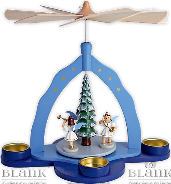 Pyramide mit 3 Engeln, farbig, für Teelichter Pyramide mit 3 Engeln, farbig, für Teelichter