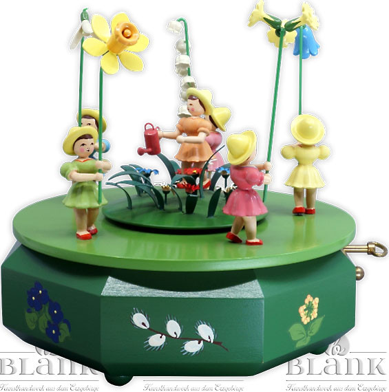 Spieldose mit Blumenwiese, farbig Spieldose mit Blumenwiese, farbig