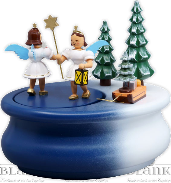 Spieldose mit 2 Gabenbringern, oval, farbig Spieldose mit 2 Gabenbringern, oval, farbig