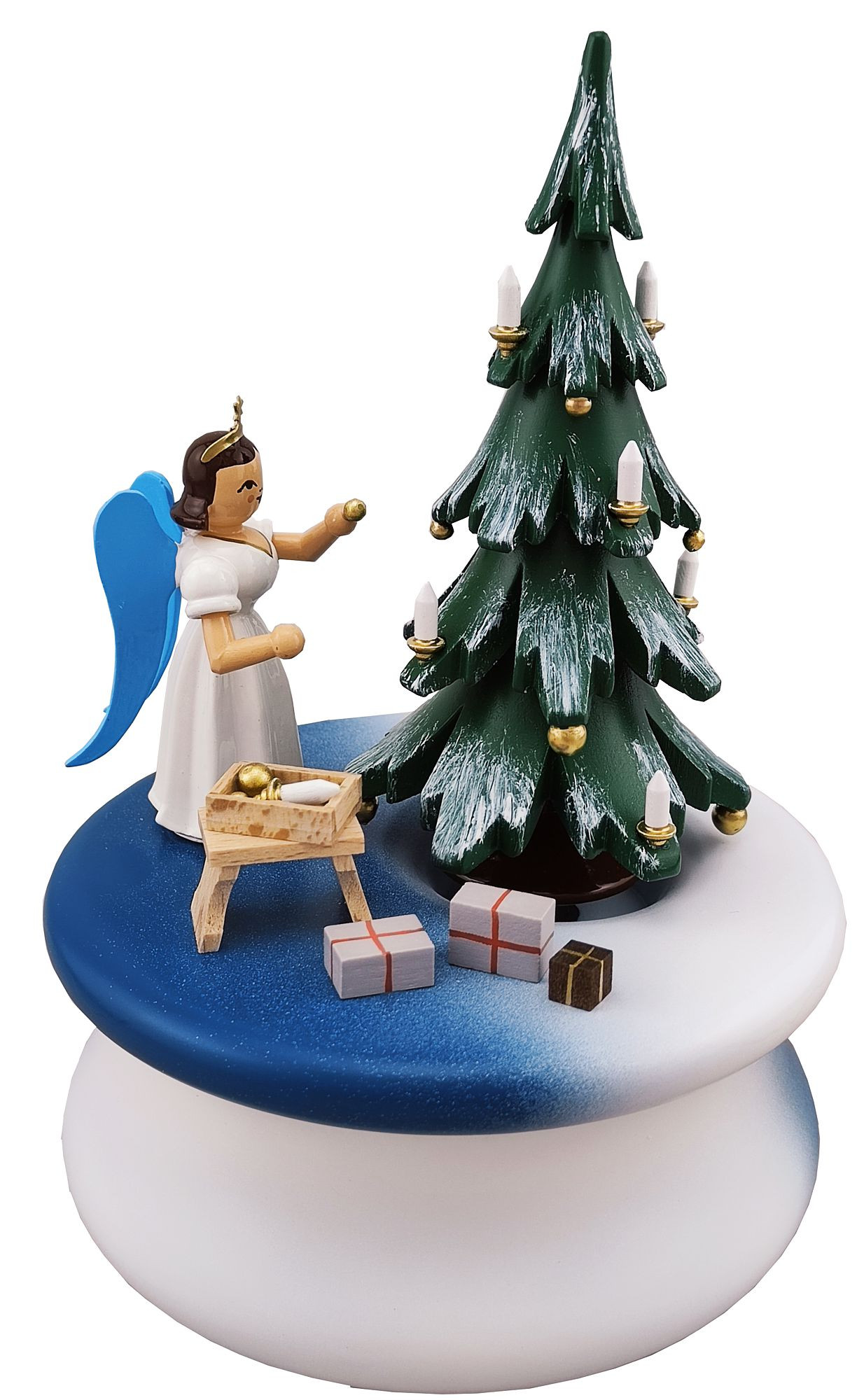 Spieldose Weihnachtstraum mit Baum und Langrockengel, farbig Spieldose Weihnachtstraum mit Baum und Langrockengel, farbig