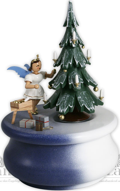 Spieldose Weihnachtstraum mit Baum und Kurzrockengel, farbig Spieldose Weihnachtstraum mit Baum und Kurzrockengel, farbig