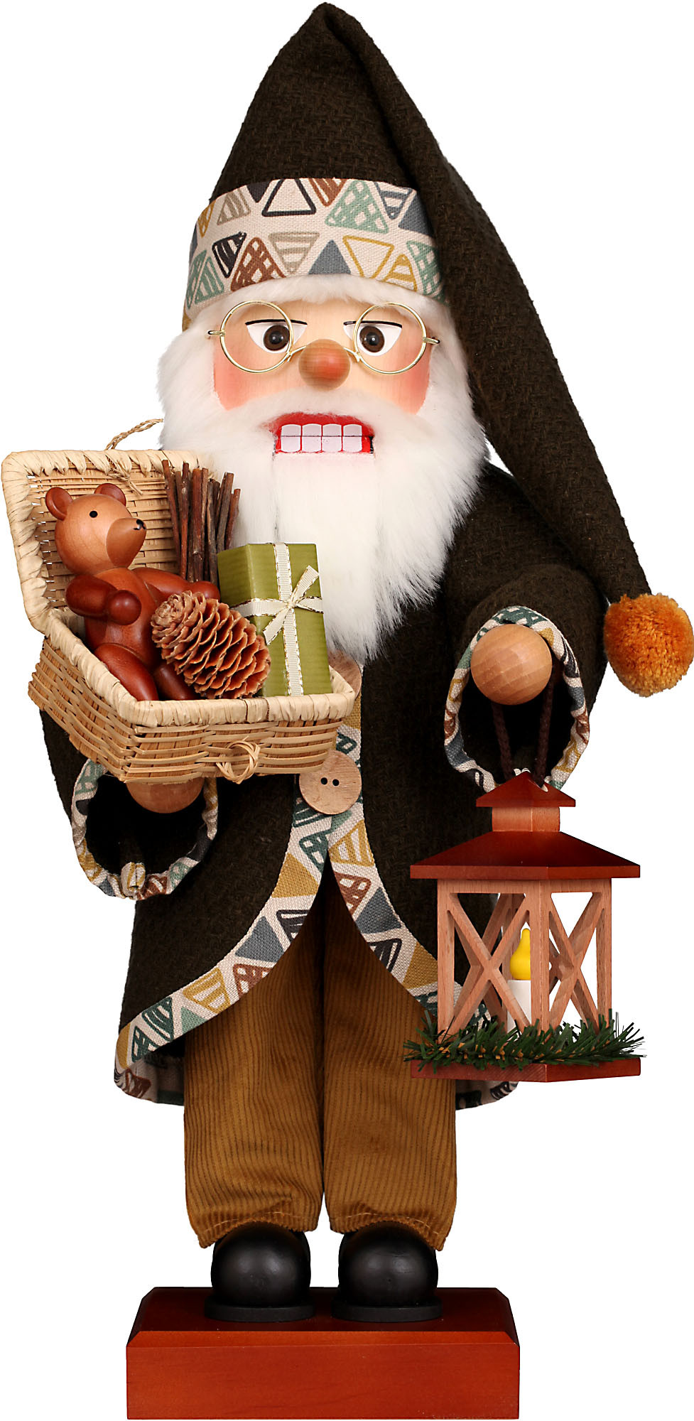 Nussknacker Weihnachtsmann, grün, mit Korb Nussknacker Weihnachtsmann, grün, mit Korb